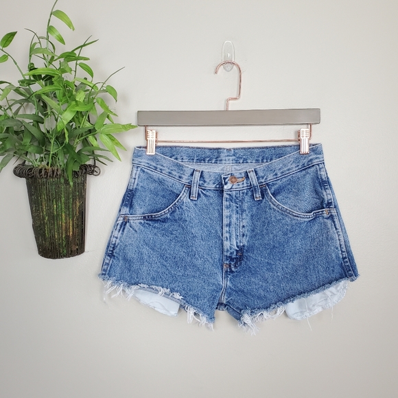 Rustler Pants - Vintage 90's Rustler High Rise Waist Cutoff Festival Exposed Pocket Jean Shorts